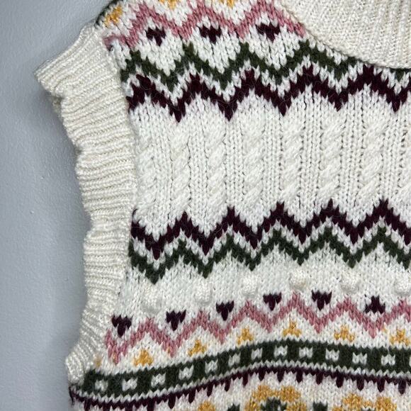 Anthropologie Turtleneck Sweater Vest Sz L Scallop Cottagecore Prairie Twee Boho - Picture 4 of 10